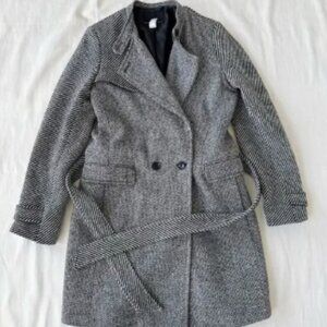 Banana Republic Womens Coat Jacket Tweed Longsleeve Belt Trench Casual Small